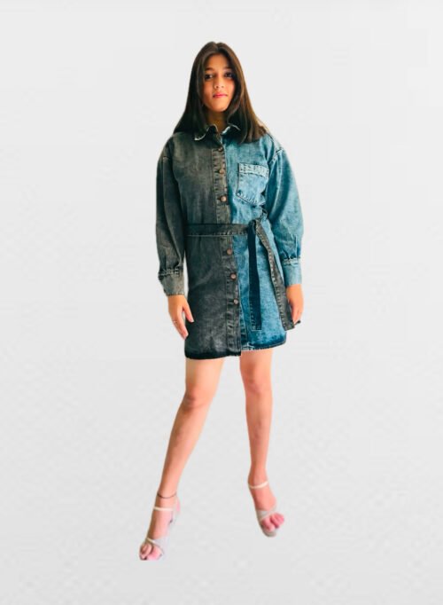 Denim shirt mini length dress - Image 2