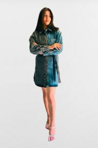 Denim shirt mini length dress