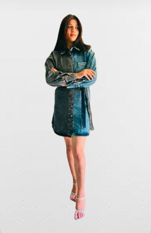 Denim shirt mini length dress