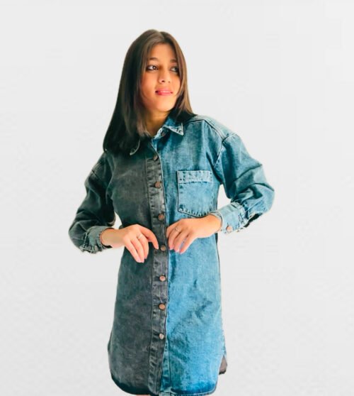 Denim shirt mini length dress - Image 7