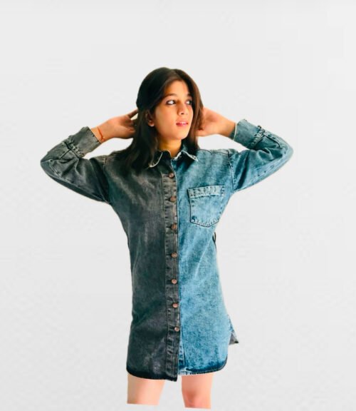 Denim shirt mini length dress - Image 4
