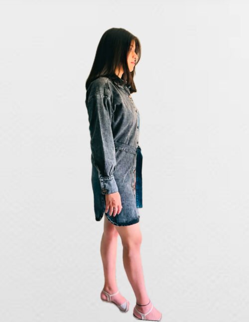 Denim shirt mini length dress - Image 5