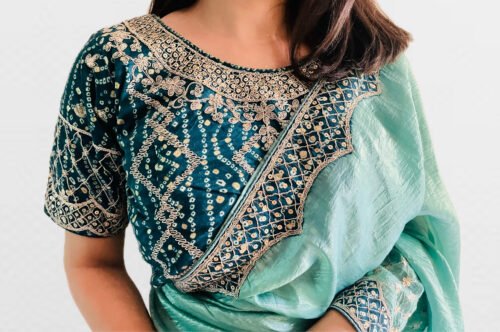 Crunch party wear saree with blouse - Image 5