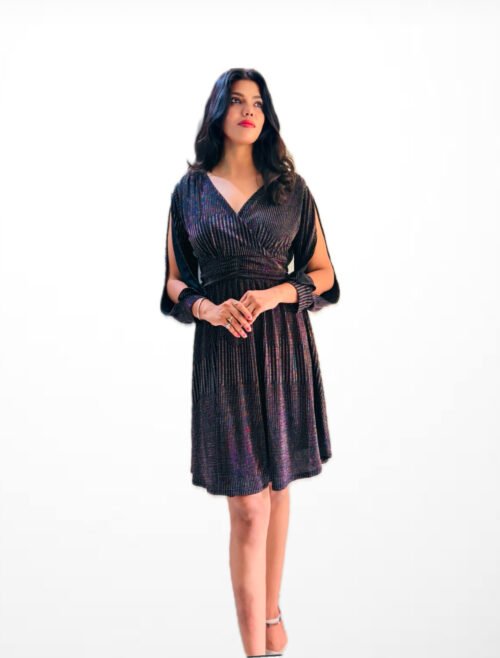 Shimmer party wear full cut sleeve dress