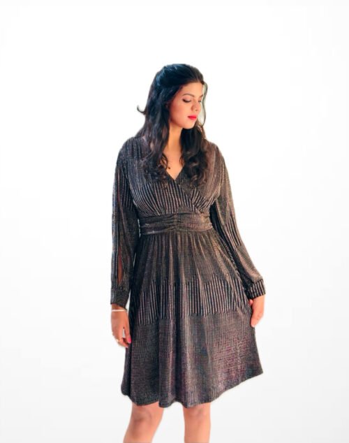 Shimmer party wear full cut sleeve dress - Image 3