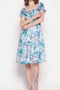 Printed square neck dreee