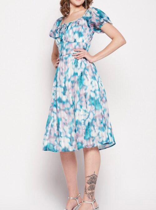 Printed square neck dreee - Image 4