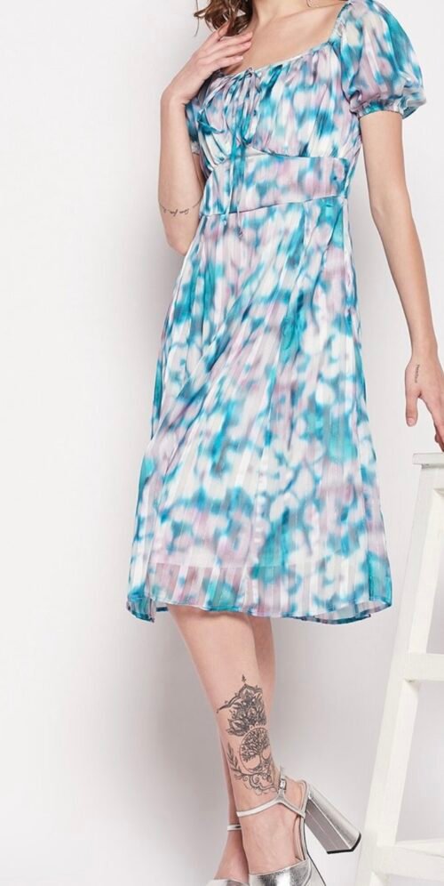 Printed square neck dreee - Image 2