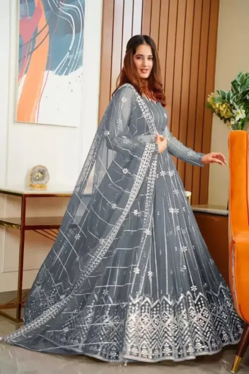 Semi Stitched Lehenga Choli (Grey)