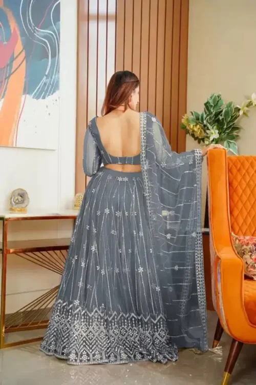 Semi Stitched Lehenga Choli (Grey) - Image 2