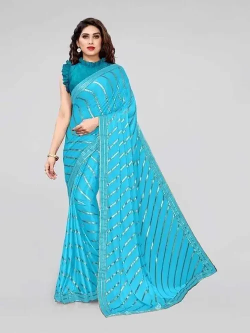 Striped Bollywood Lycra Blend Saree